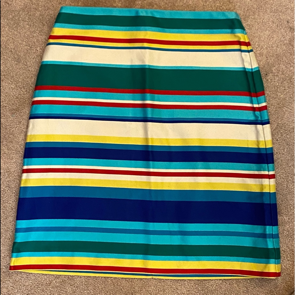 Talbots Multicolored Spring Cotton Striped Petite Skirt size 2